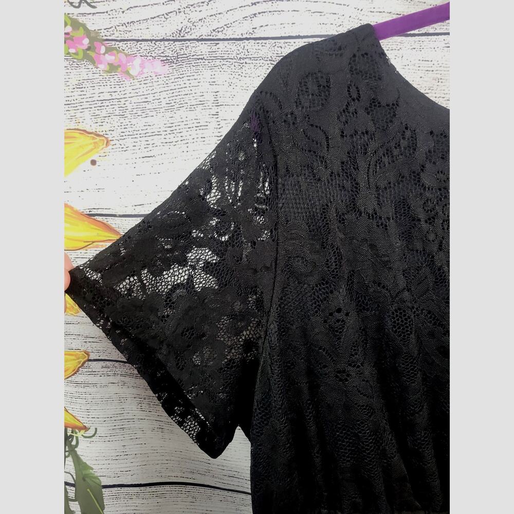 Plus Size Black Lace Round Neck Whimsigoth Witchcore Witchy Fairycore NWOT - Picture 2 of 6